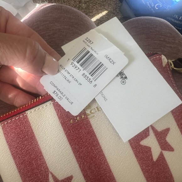 Coach Red and White Striped Wristlet - Picture 10 of 10
